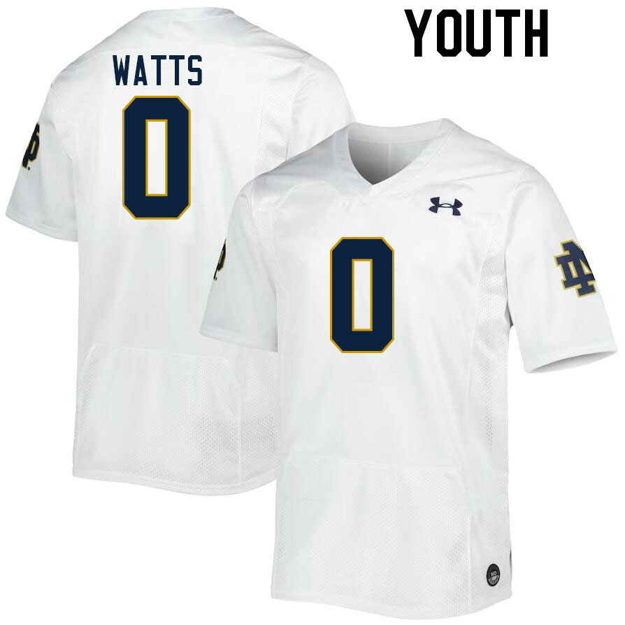 Youth #0 Xavier Watts Notre Dame Fighting Irish College Football Jerseys Stitched-White - Click Image to Close